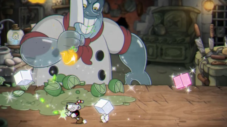 Cuphead dodging sugarcubes