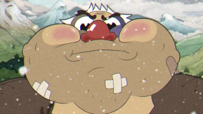 Glumstone the giant face Cuphead DLC