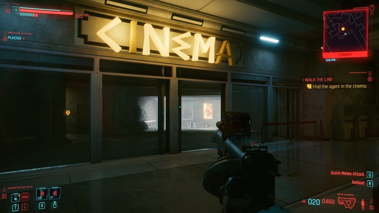 Cinema sign in front of theater at mall