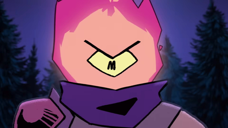 The Beheaded drawn as a pink flaming head with angry face