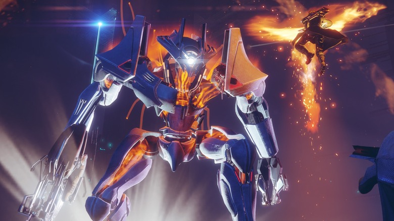 A player fights a giant robot in "Destiny 2" (2017)