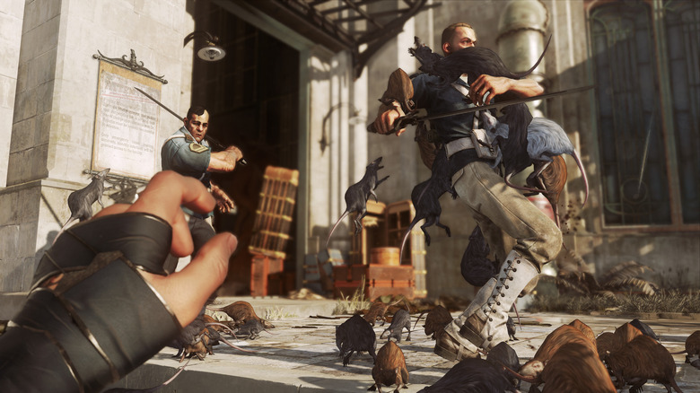 Attacking players with vermin and swords in Dishonored