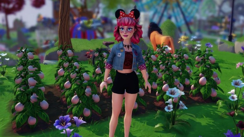 Character in front of Spring V-EGG-etable crops
