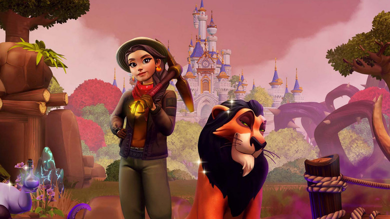 Scar and player character in front of castle