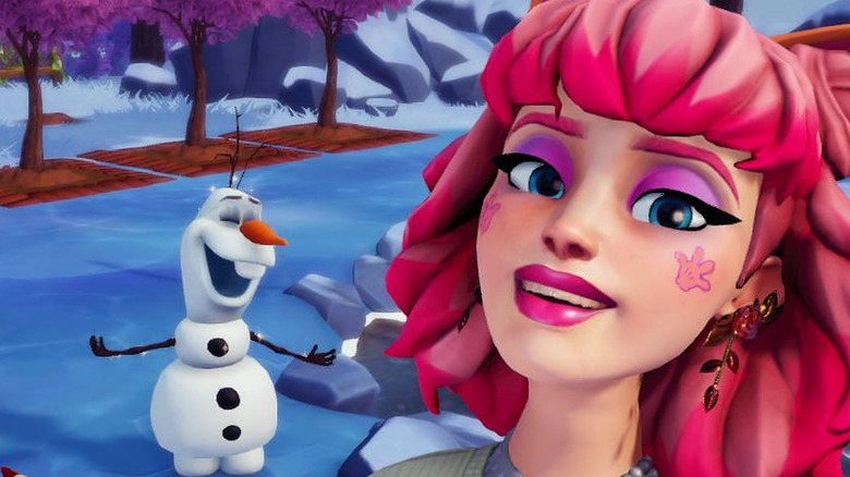 Player character smiling with Olaf
