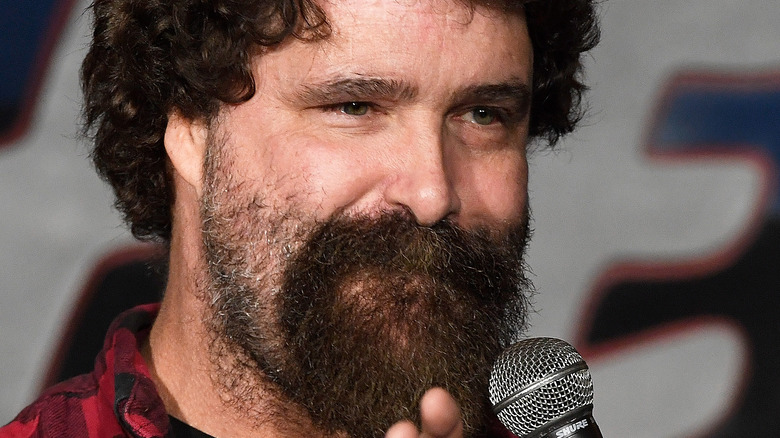 Mick Foley with microphone