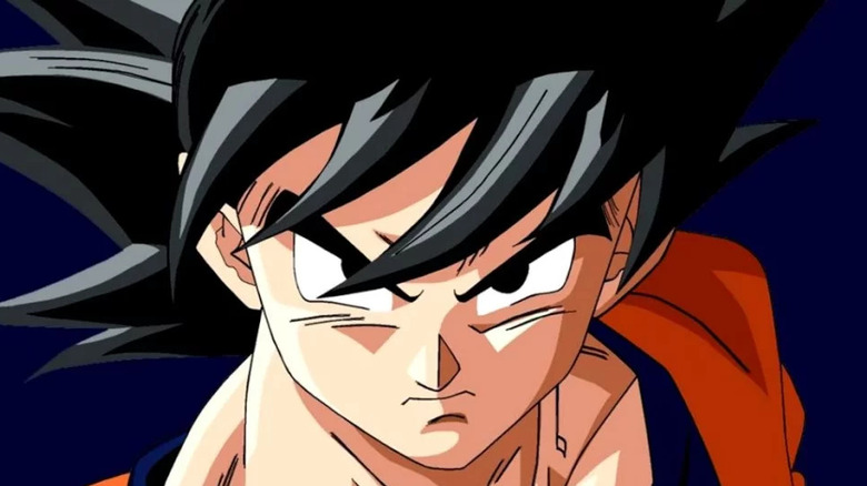 Goku scowling