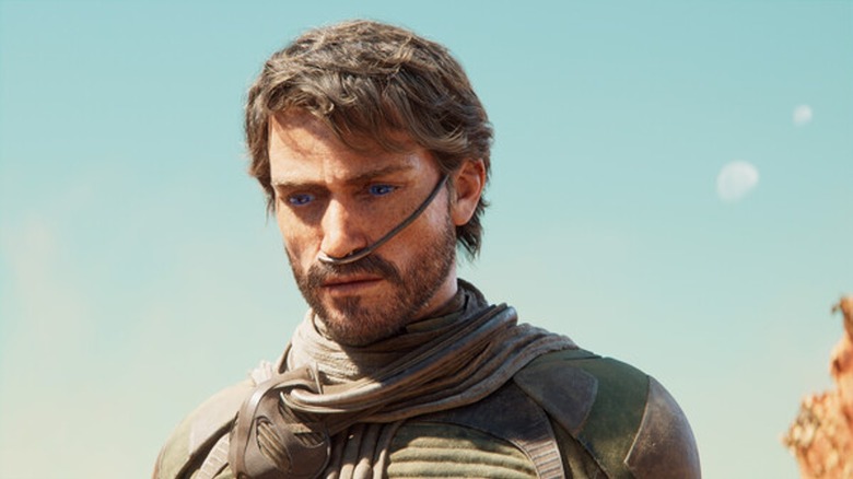 The player character looks downcast while inhaling spice in Dune: Awakening