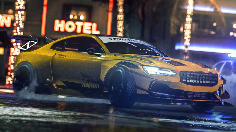 Need for Speed Heat yellow car drifting