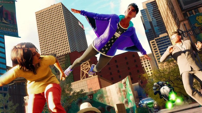 Saints Row character in wingsuit