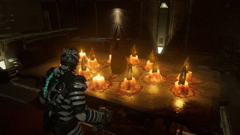 Clark examining marker shrine