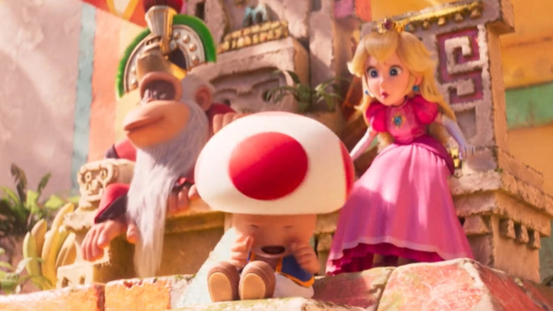 Cranky, Peach, and Toad