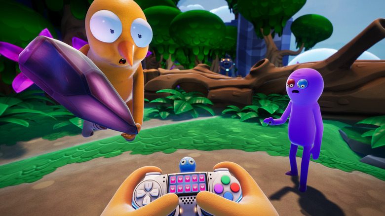Trover Saves the Universe charactes talking to player