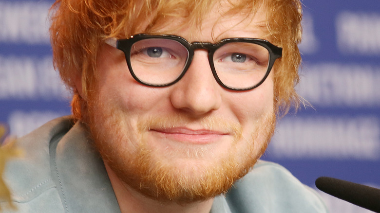 Ed Sheeran speaking at event