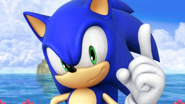 Sonic the Hedgehog face finger up