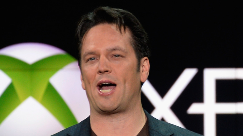 Phil Spencer speaking during presentation