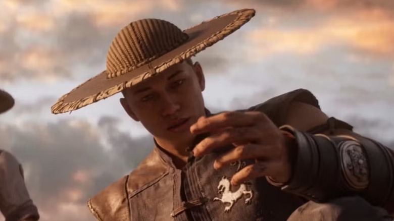 Raiden standing behind Kung Lao