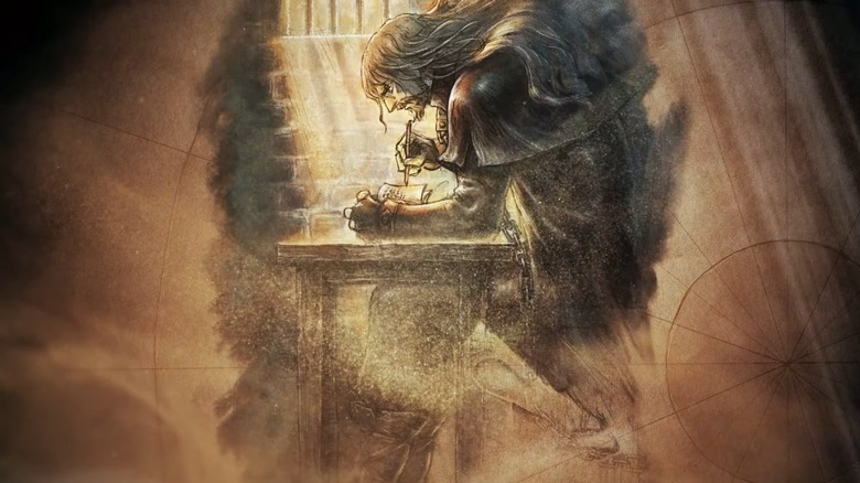 Octopath Traveler 2 Osvald writing at desk