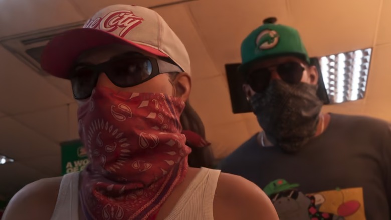 Jason and Lucia wearing bandanas
