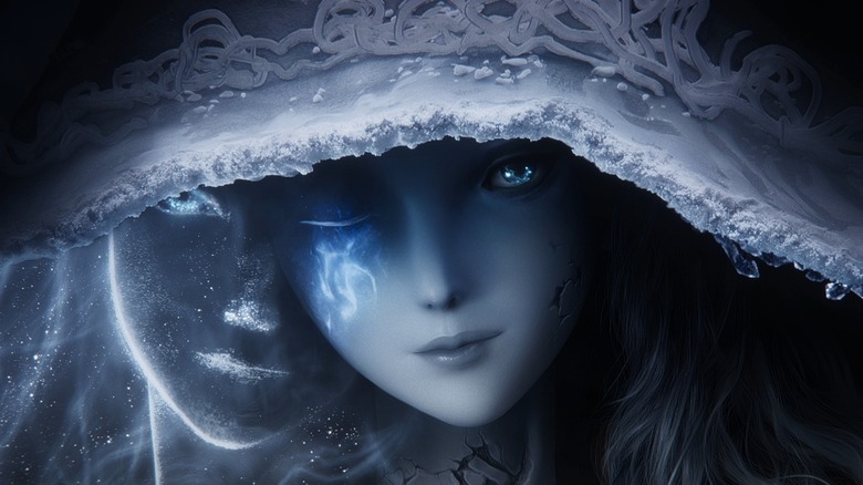 Elden Ring girl with blue eyes and white veil