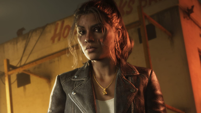 Lucia wearing a leather jacket on GTA VI