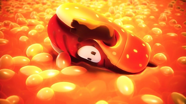 Fall Guys hotdog bean in baked beans pool