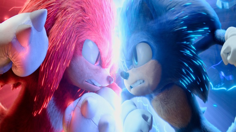 Knuckles and Sonic face to face