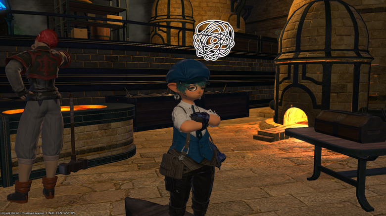 Lalafell Blacksmith contemplating