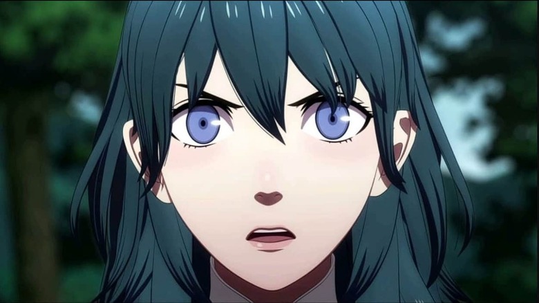 FE Three Hopes female Byleth dark hair wide eyes