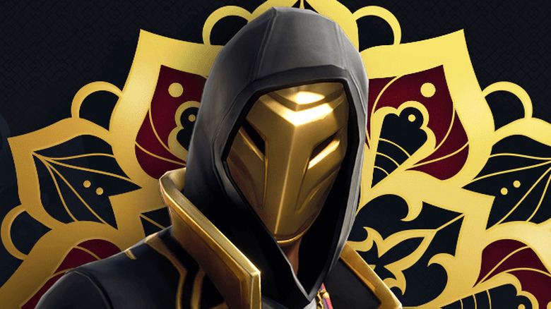 Fortnite character wearing black and gold