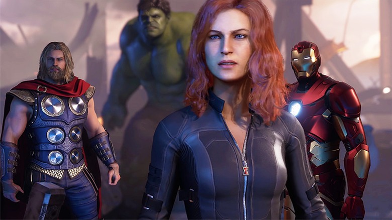 Avengers on ruined bridge