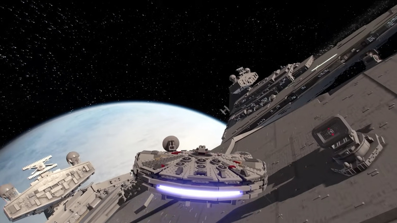 Lego Millenium Falcon in space