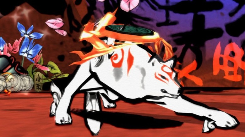 Okami's Amaterasu preparing for battle