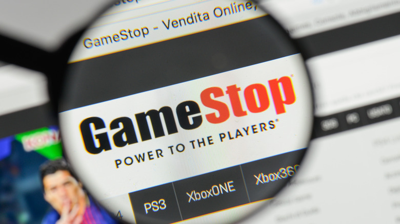 GameStop logo under microscope