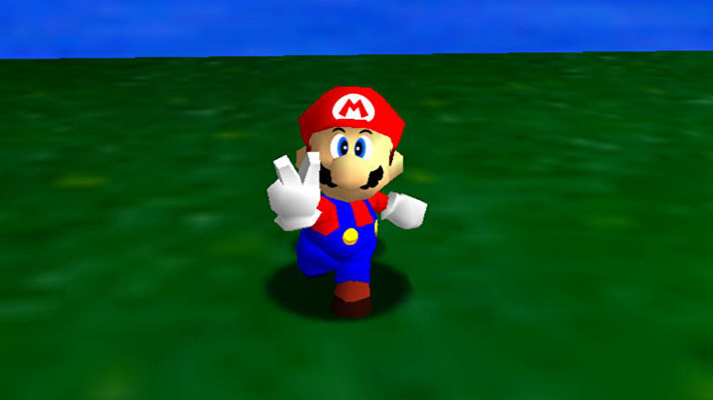 Mario peace sign
