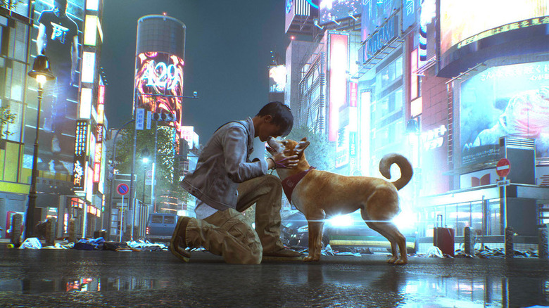 Ghostwire petting the dog