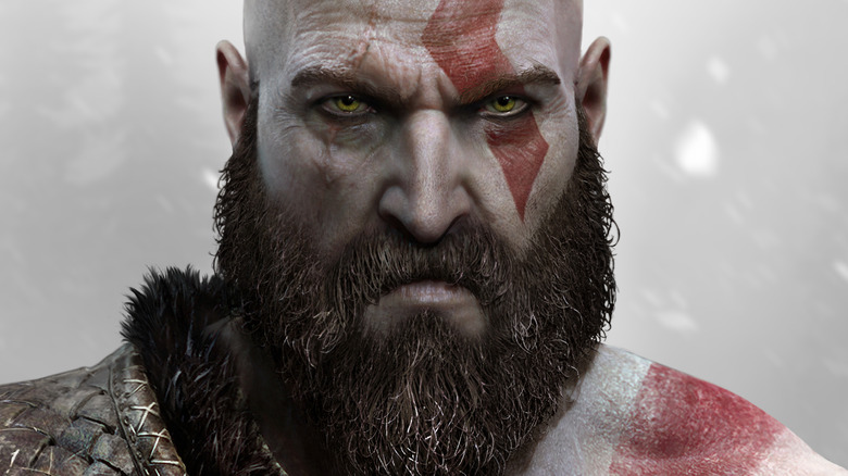 Kratos stares at the viewer
