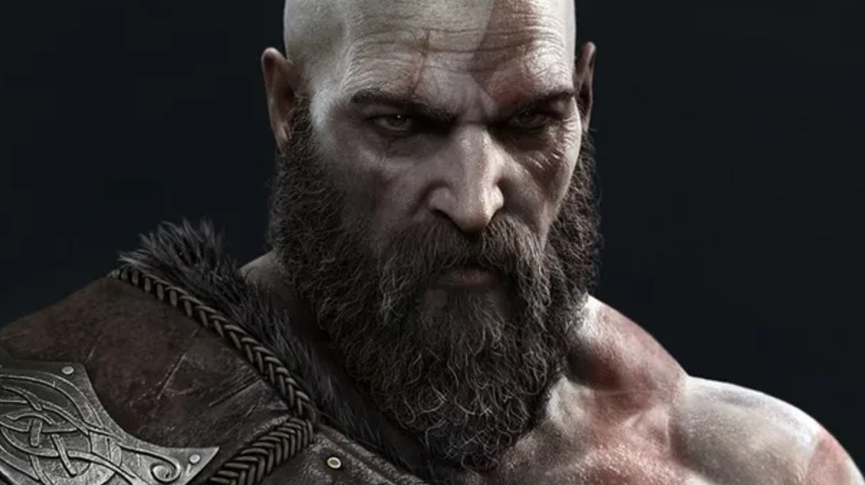 Kratos staring menacingly