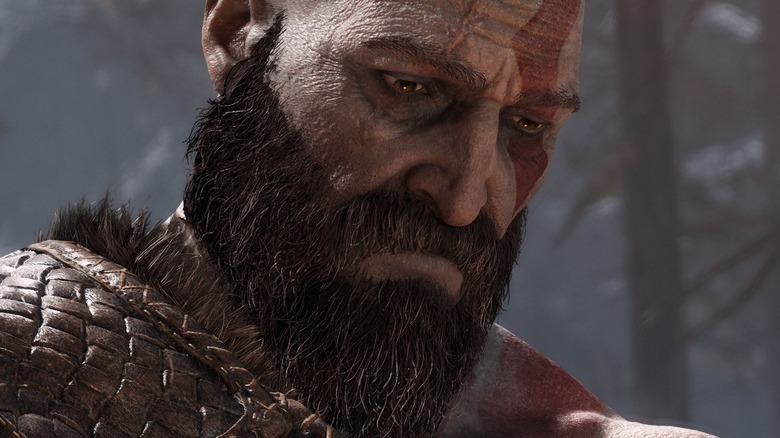 God of War Ragnarok Kratos face close up