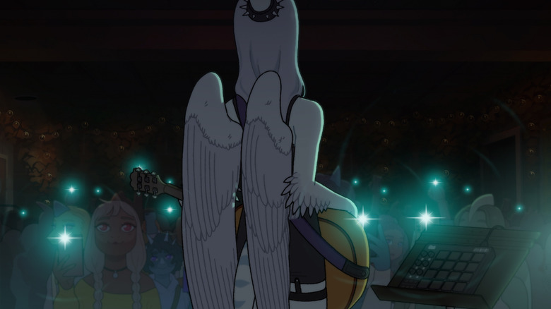 Screen shot of Fang during the battle of the bands from Goodbye Volcano High