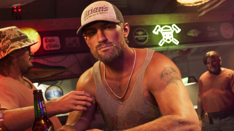 Jason sitting at a bar in Grand Theft Auto VI