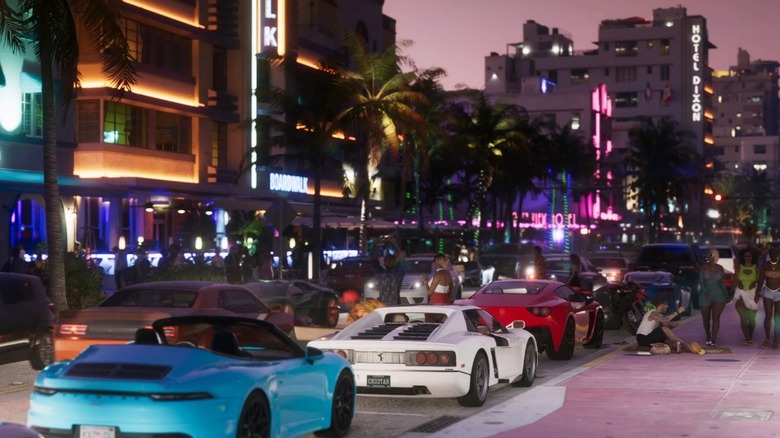 A crowded street full of cars from Grand Theft Auto V