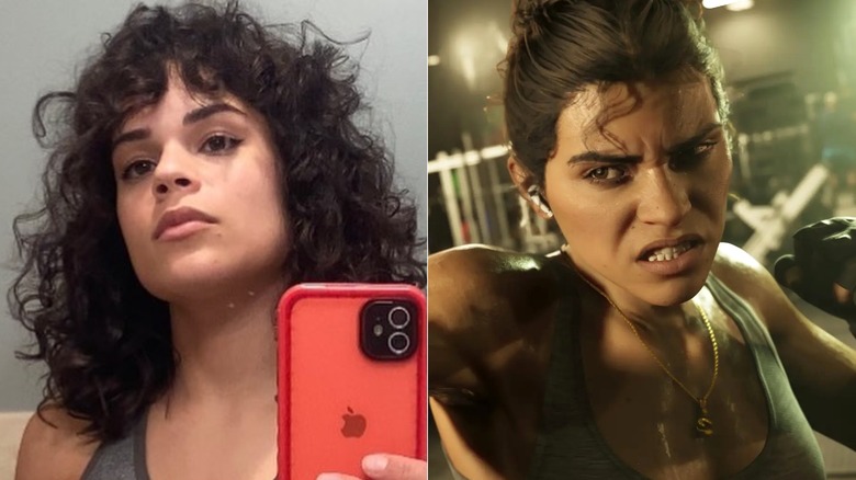 A mirror selfie of Manni Perez, Lucia Caminos throwing punches in GTA 6