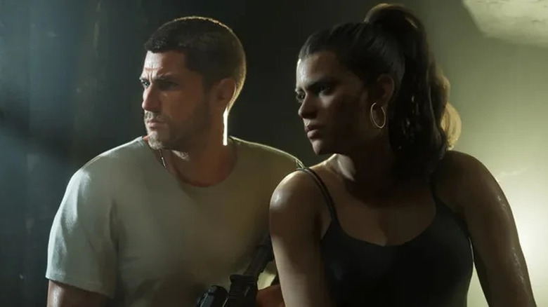 Jason and Lucia looking serious in GTA VI