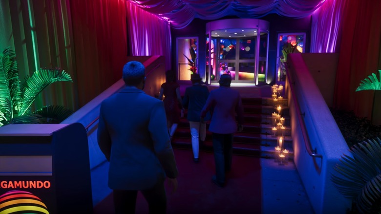 Jason walking into Megamundo building