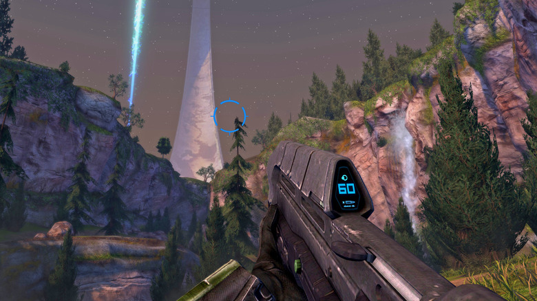 Looking through the scope in "Halo: Combat Evolved"
