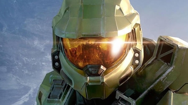 Master Chief with light reflecting off helmet