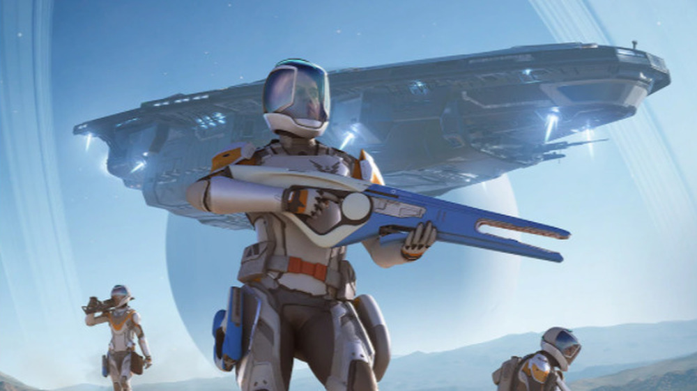 Commanders in front of ship