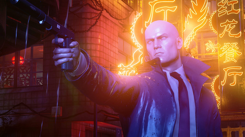 Agent 47 shooting gun Hitman 3