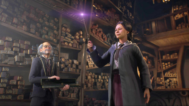 Student getting her wand at Olivander's 